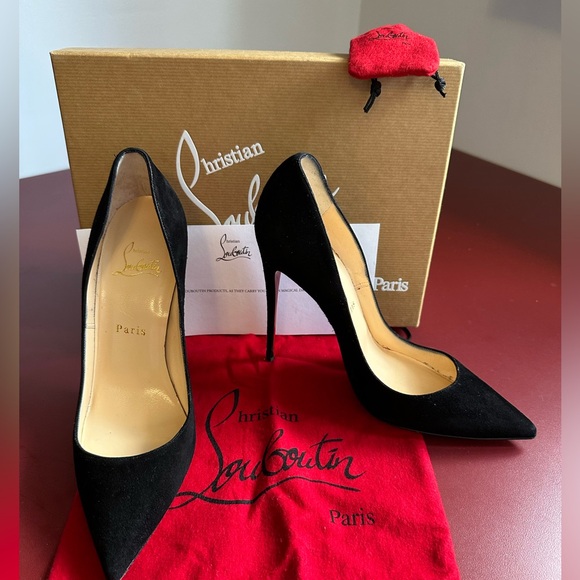 Size 39 Christian Louboutin Black Suede SO KATE 120 Heels in 